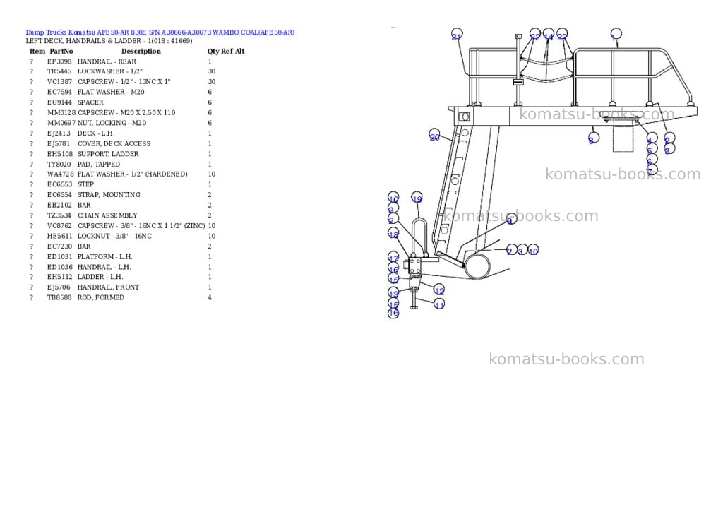 Komatsu afe50-ar 830e s/n a30666-a30673 wambo coal Parts catalog cover Page 8 Komatsu afe50-ar 830e s/n a30666-a30673 wambo coal Parts catalog cover Page 8