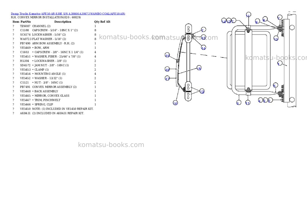Komatsu afe50-ar 830e s/n a30666-a30673 wambo coal Parts catalog cover Page 9 Komatsu afe50-ar 830e s/n a30666-a30673 wambo coal Parts catalog cover Page 9