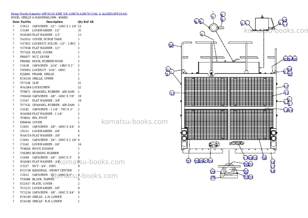 Komatsu afe50-as 830e s/n a30674-a30676 coal & allied Parts catalog cover Page 3