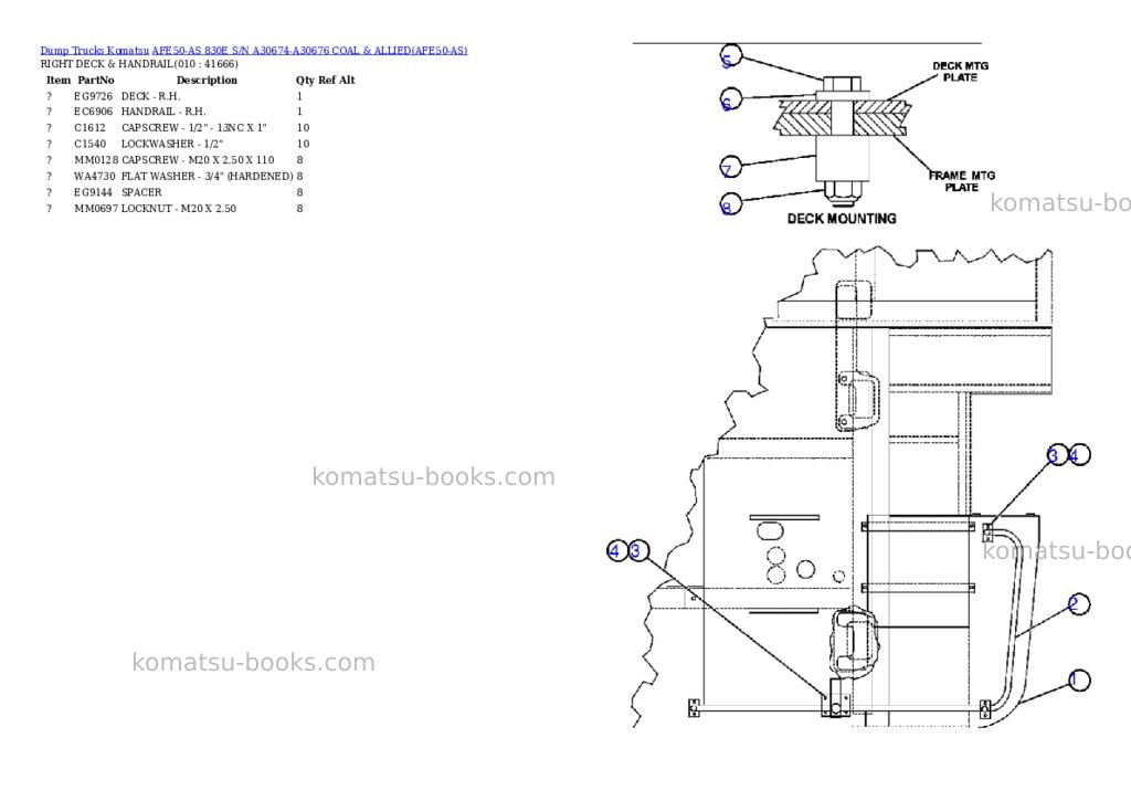 Komatsu afe50-as 830e s/n a30674-a30676 coal & allied Parts catalog cover Page 5