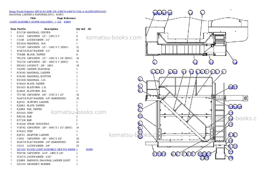 Komatsu afe50-as 830e s/n a30674-a30676 coal & allied Parts catalog cover Page 6