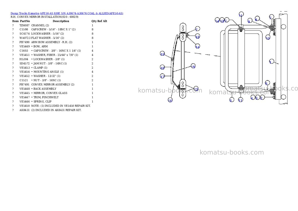 Komatsu afe50-as 830e s/n a30674-a30676 coal & allied Parts catalog cover Page 9