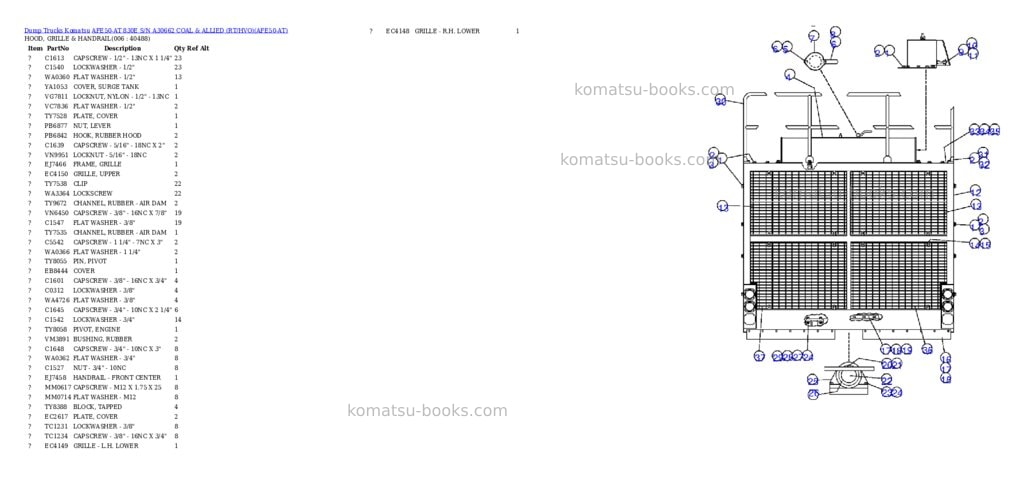 Komatsu afe50-at 830e s/n a30662 coal & allied rt/hvo Parts catalog cover Page 3