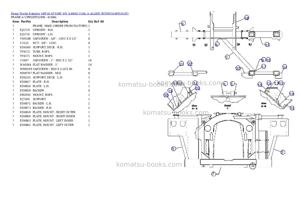 Komatsu afe50-at 830e s/n a30662 coal & allied rt/hvo Parts catalog cover Page 4