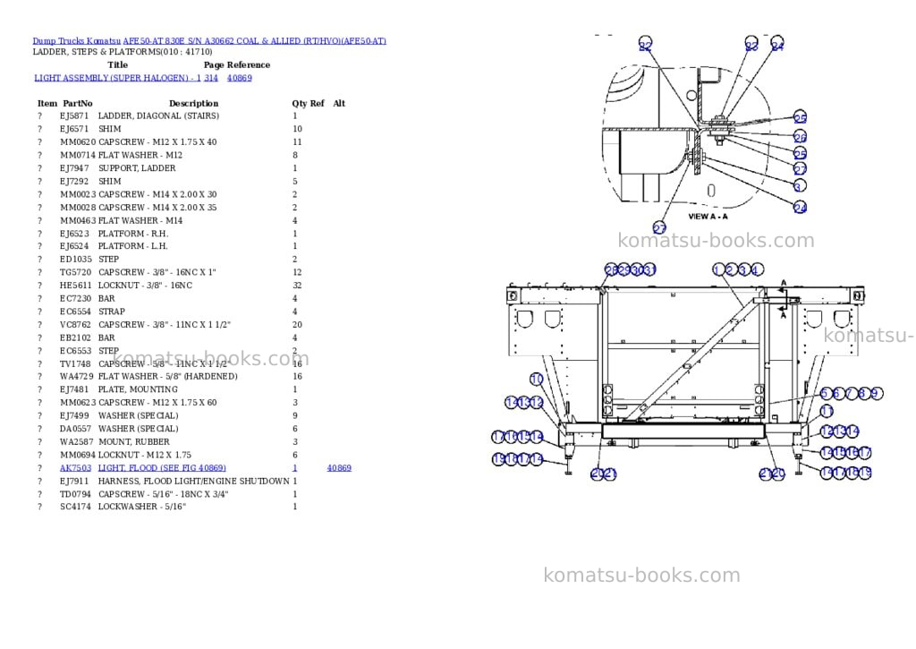 Komatsu afe50-at 830e s/n a30662 coal & allied rt/hvo Parts catalog cover Page 5