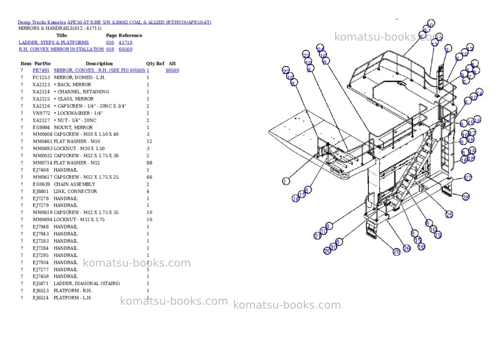 Komatsu afe50-at 830e s/n a30662 coal & allied rt/hvo Parts catalog cover Page 6