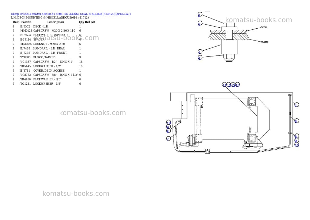 Komatsu afe50-at 830e s/n a30662 coal & allied rt/hvo Parts catalog cover Page 7