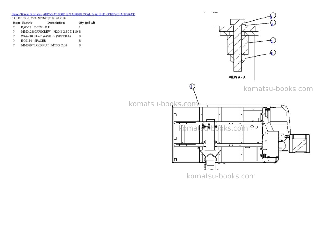 Komatsu afe50-at 830e s/n a30662 coal & allied rt/hvo Parts catalog cover Page 8