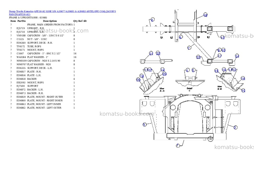 Komatsu AFE50-AU 830E S/N A30677-A30681 & A30683 ANTELOPE COAL/JACOB'S RANCH Parts catalog cover Page 5