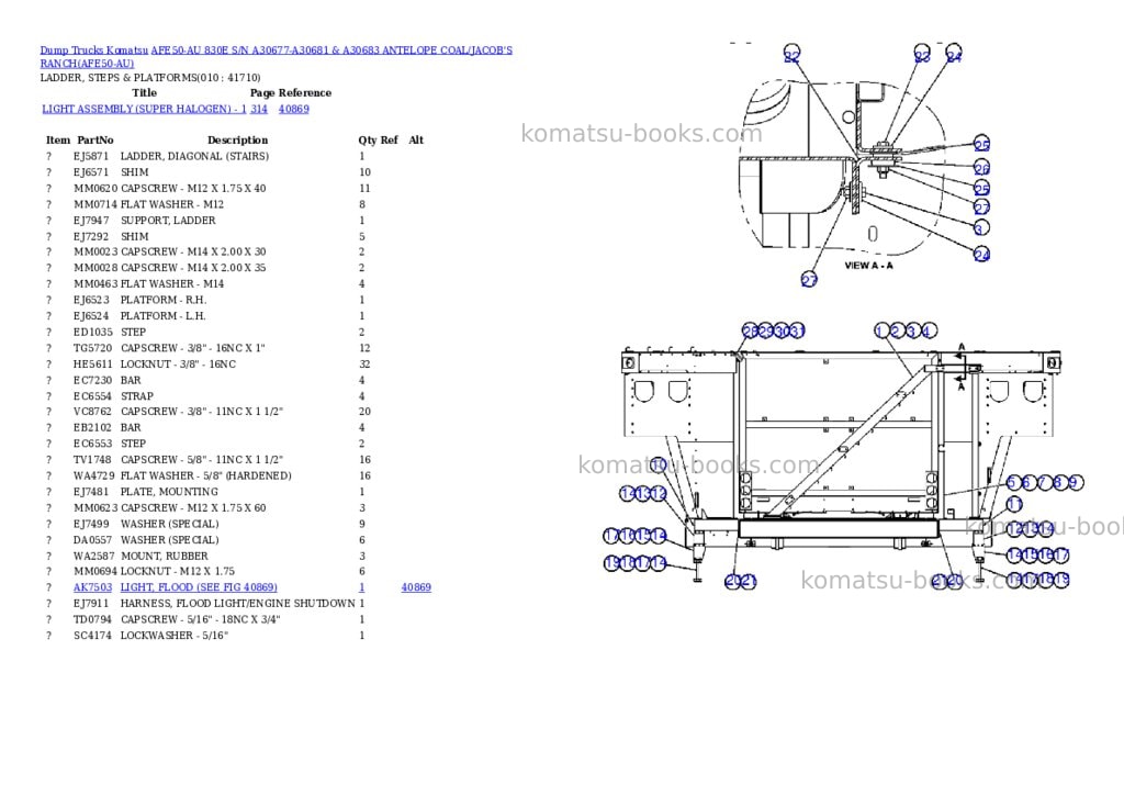 Komatsu AFE50-AU 830E S/N A30677-A30681 & A30683 ANTELOPE COAL/JACOB'S RANCH Parts catalog cover Page 6