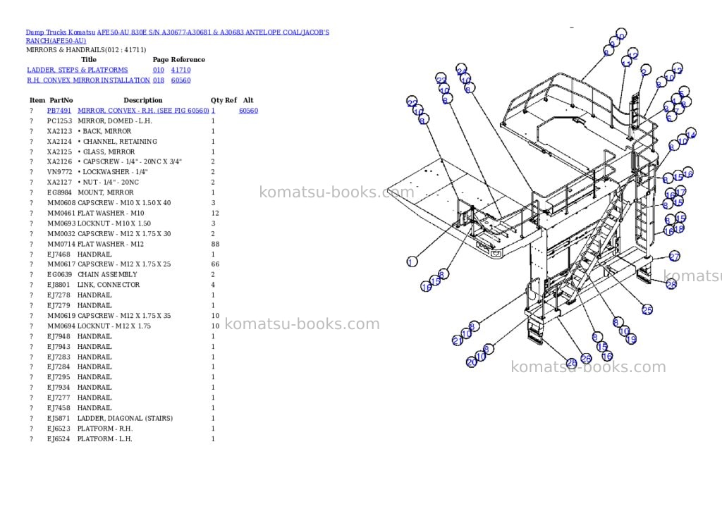 Komatsu AFE50-AU 830E S/N A30677-A30681 & A30683 ANTELOPE COAL/JACOB'S RANCH Parts catalog cover Page 7