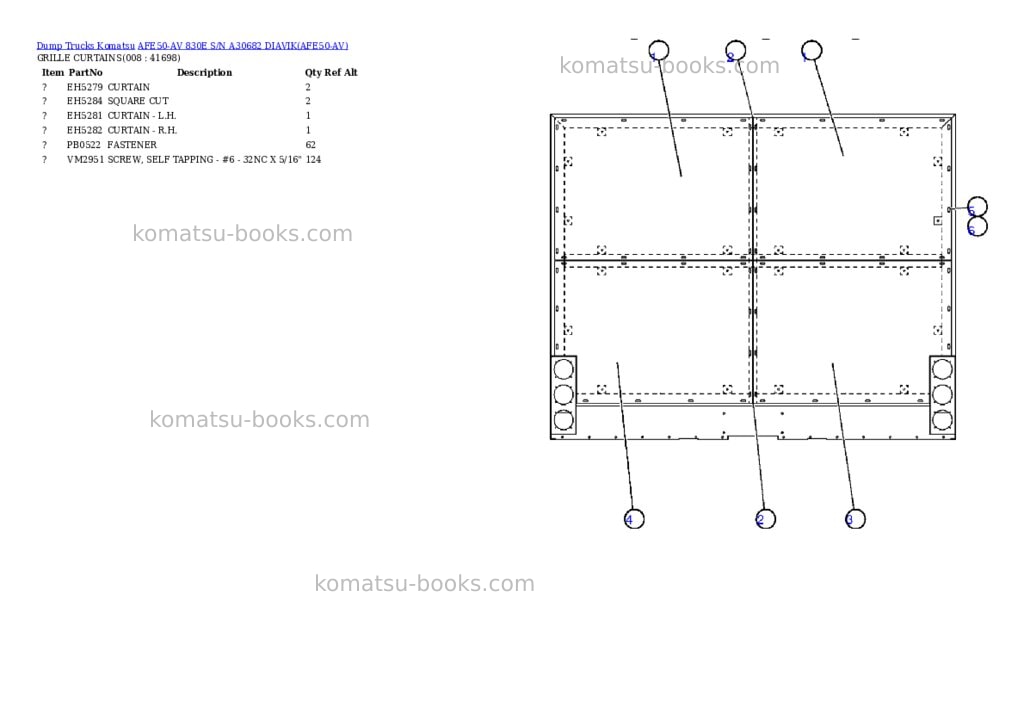 Komatsu afe50-av 830e s/n a30682 diavik Parts catalog cover Page 4 Komatsu afe50-av 830e s/n a30682 diavik Parts catalog cover Page 4