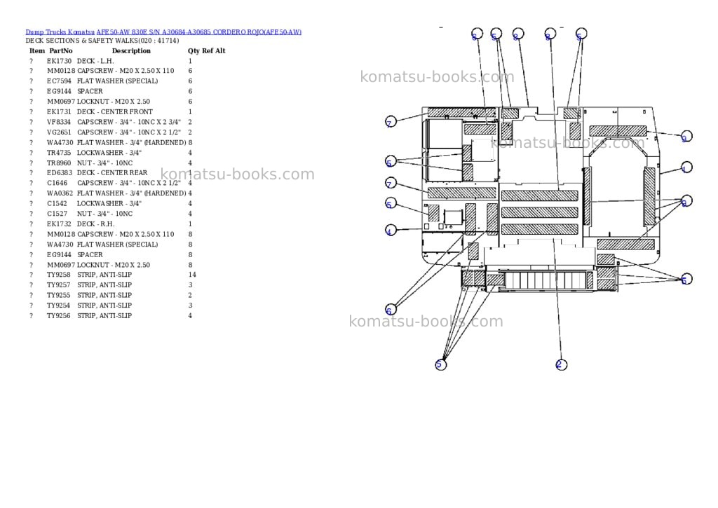 Komatsu afe50-aw 830e s/n a30684-a30685 cordero rojo Parts catalog cover Page 10