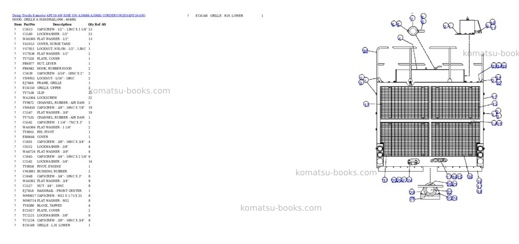 Komatsu afe50-aw 830e s/n a30684-a30685 cordero rojo Parts catalog cover Page 3