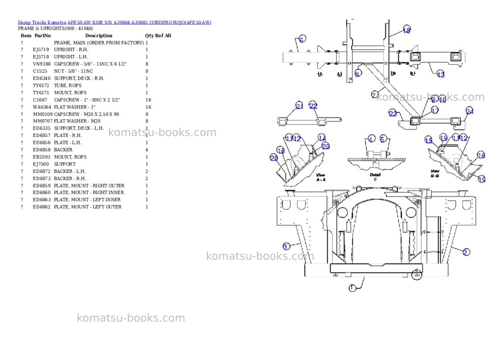 Komatsu afe50-aw 830e s/n a30684-a30685 cordero rojo Parts catalog cover Page 4