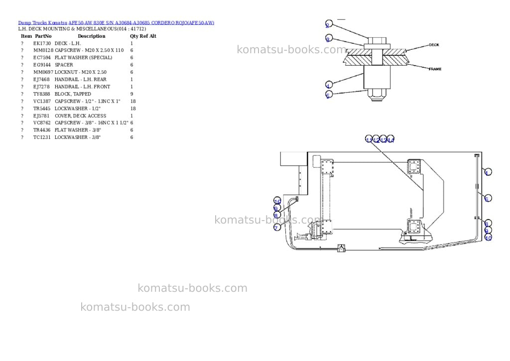 Komatsu afe50-aw 830e s/n a30684-a30685 cordero rojo Parts catalog cover Page 7