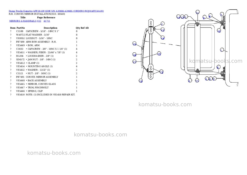 Komatsu afe50-aw 830e s/n a30684-a30685 cordero rojo Parts catalog cover Page 9