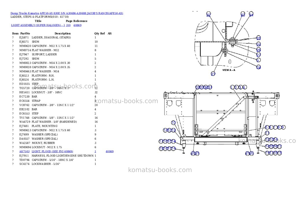 Komatsu AFE50-AX 830E S/N A30686-A30688 JACOB'S RANCH Parts catalog cover Page 6 Komatsu AFE50-AX 830E S/N A30686-A30688 JACOB'S RANCH Parts catalog cover Page 6