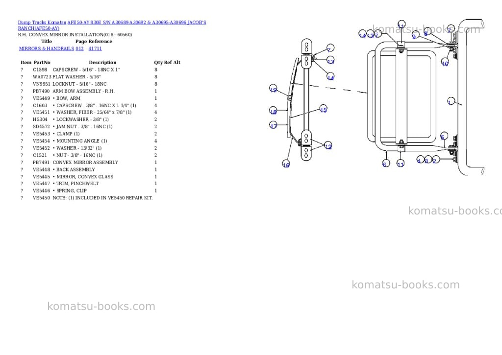 Komatsu AFE50-AY 830E S/N A30689-A30692 & A30695-A30696 JACOB'S RANCH Parts catalog cover Page 10