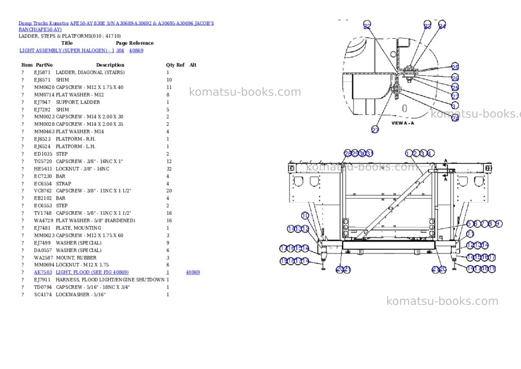 Komatsu AFE50-AY 830E S/N A30689-A30692 & A30695-A30696 JACOB'S RANCH Parts catalog cover Page 6