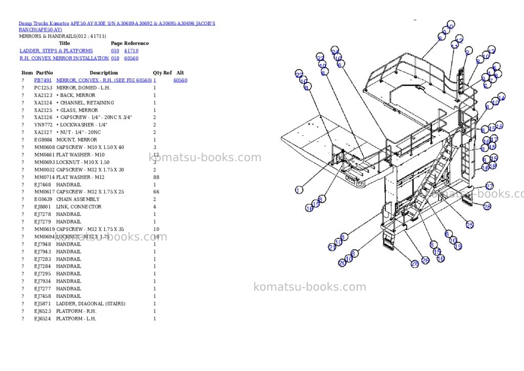 Komatsu AFE50-AY 830E S/N A30689-A30692 & A30695-A30696 JACOB'S RANCH Parts catalog cover Page 7