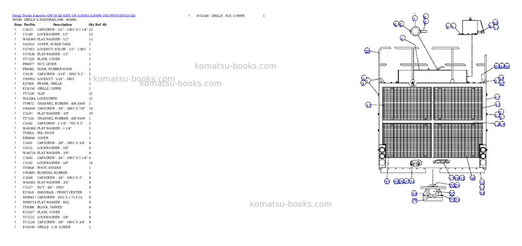 Komatsu afe50-az 830e s/n a30693-a30694 colowyo Parts catalog cover Page 3