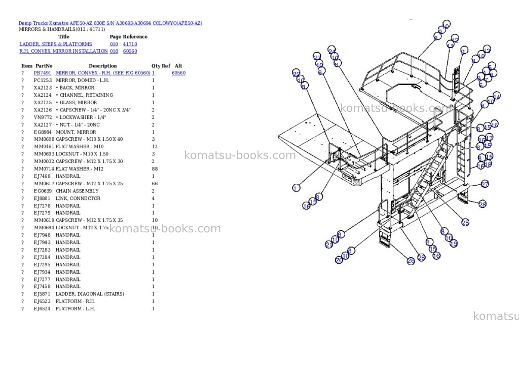 Komatsu afe50-az 830e s/n a30693-a30694 colowyo Parts catalog cover Page 6