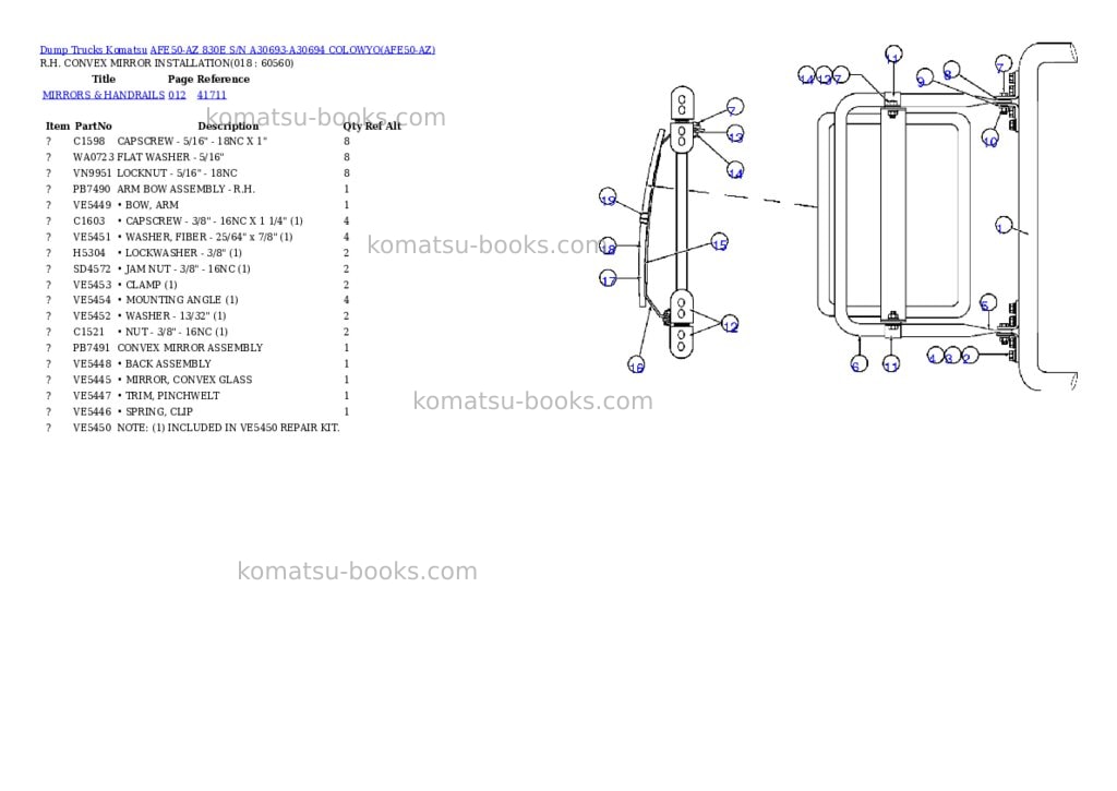 Komatsu afe50-az 830e s/n a30693-a30694 colowyo Parts catalog cover Page 9