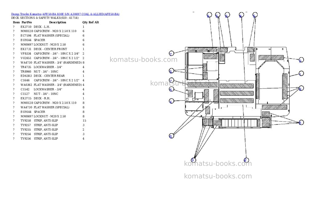 Komatsu afe50-ba 830e s/n a30697 coal & allied Parts catalog cover Page 10 Komatsu afe50-ba 830e s/n a30697 coal & allied Parts catalog cover Page 10