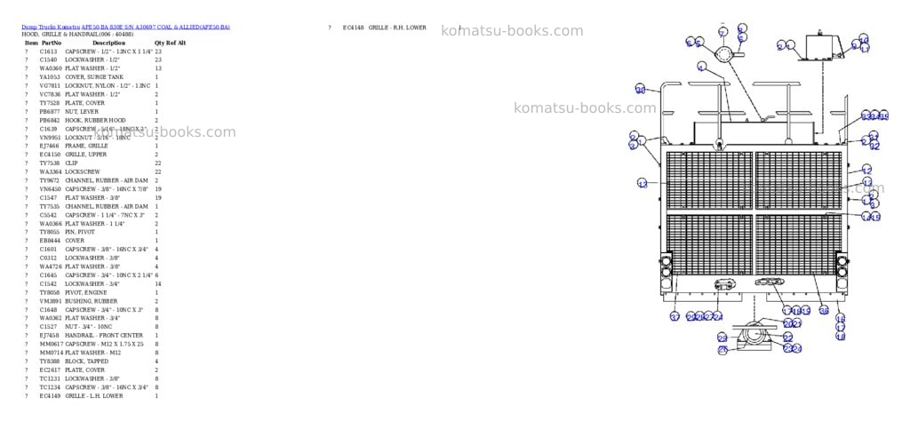 Komatsu afe50-ba 830e s/n a30697 coal & allied Parts catalog cover Page 3 Komatsu afe50-ba 830e s/n a30697 coal & allied Parts catalog cover Page 3