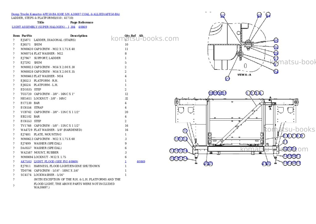 Komatsu afe50-ba 830e s/n a30697 coal & allied Parts catalog cover Page 5 Komatsu afe50-ba 830e s/n a30697 coal & allied Parts catalog cover Page 5