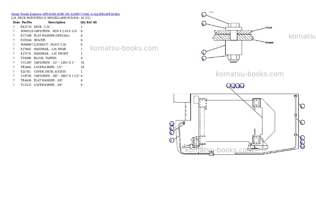Komatsu afe50-ba 830e s/n a30697 coal & allied Parts catalog cover Page 7 Komatsu afe50-ba 830e s/n a30697 coal & allied Parts catalog cover Page 7