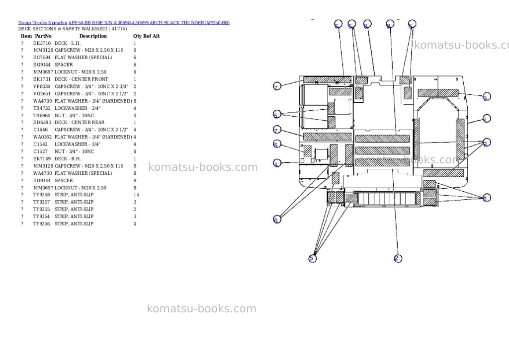 Komatsu afe50-bb 830e s/n a30698-a30699 arch black thunder Parts catalog cover Page 10 Komatsu afe50-bb 830e s/n a30698-a30699 arch black thunder Parts catalog cover Page 10