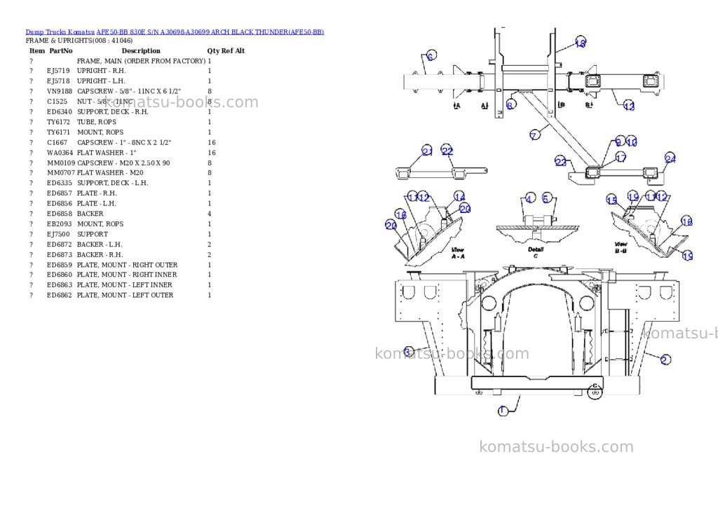 Komatsu afe50-bb 830e s/n a30698-a30699 arch black thunder Parts catalog cover Page 4 Komatsu afe50-bb 830e s/n a30698-a30699 arch black thunder Parts catalog cover Page 4