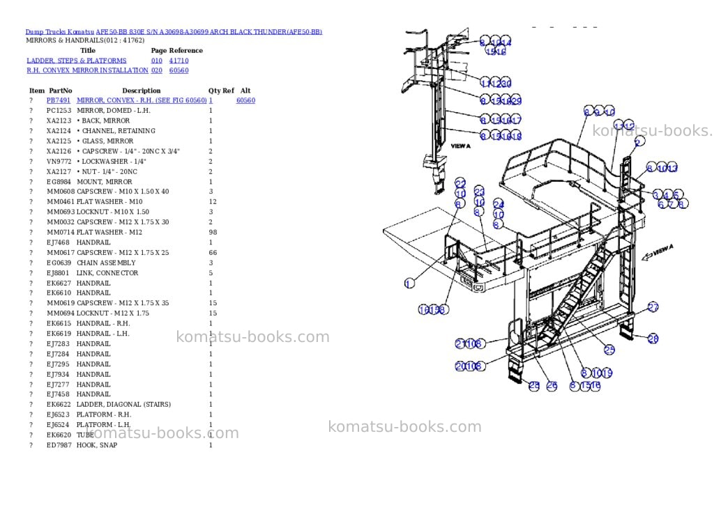 Komatsu afe50-bb 830e s/n a30698-a30699 arch black thunder Parts catalog cover Page 6 Komatsu afe50-bb 830e s/n a30698-a30699 arch black thunder Parts catalog cover Page 6