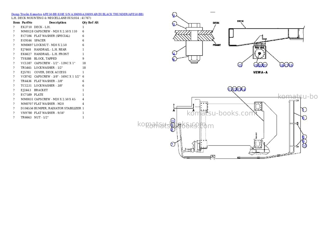 Komatsu afe50-bb 830e s/n a30698-a30699 arch black thunder Parts catalog cover Page 7 Komatsu afe50-bb 830e s/n a30698-a30699 arch black thunder Parts catalog cover Page 7