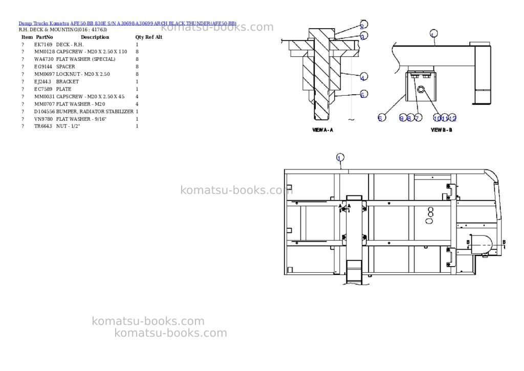 Komatsu afe50-bb 830e s/n a30698-a30699 arch black thunder Parts catalog cover Page 8 Komatsu afe50-bb 830e s/n a30698-a30699 arch black thunder Parts catalog cover Page 8