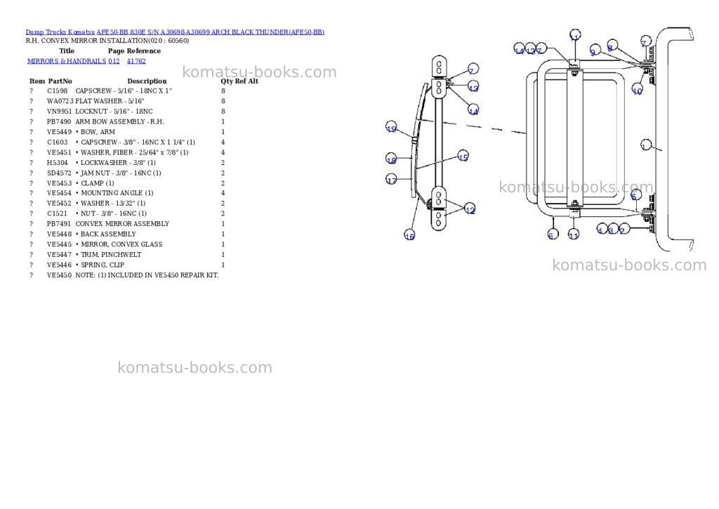 Komatsu afe50-bb 830e s/n a30698-a30699 arch black thunder Parts catalog cover Page 9 Komatsu afe50-bb 830e s/n a30698-a30699 arch black thunder Parts catalog cover Page 9