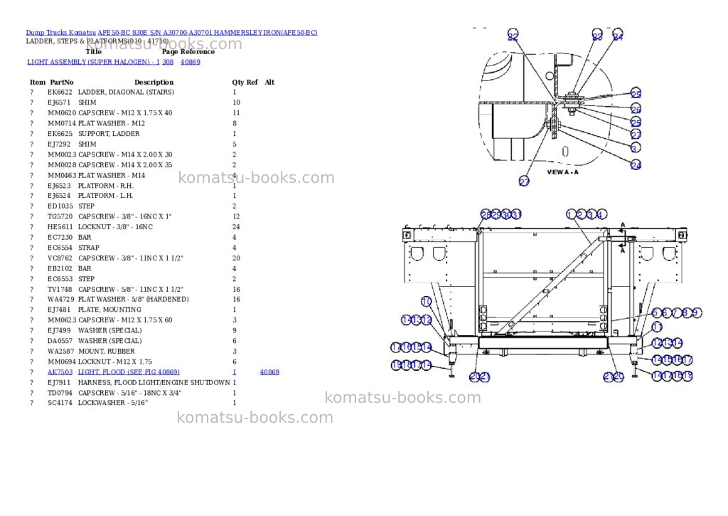 Komatsu afe50-bc 830e s/n a30700-a30701 hammersley iron Parts catalog cover Page 5 Komatsu afe50-bc 830e s/n a30700-a30701 hammersley iron Parts catalog cover Page 5