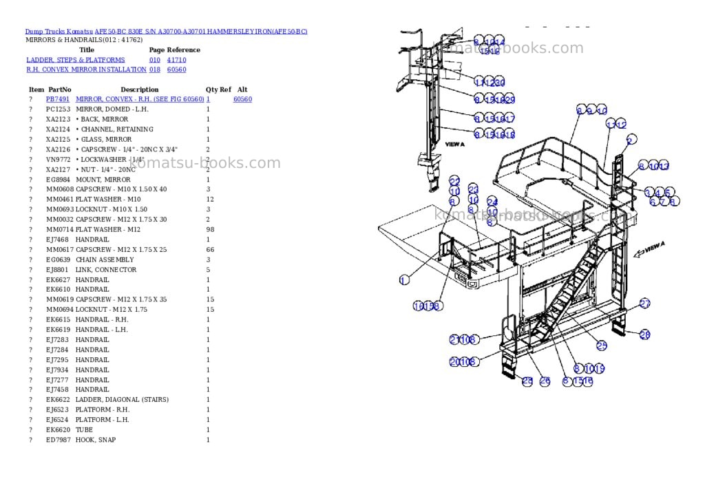 Komatsu afe50-bc 830e s/n a30700-a30701 hammersley iron Parts catalog cover Page 6 Komatsu afe50-bc 830e s/n a30700-a30701 hammersley iron Parts catalog cover Page 6
