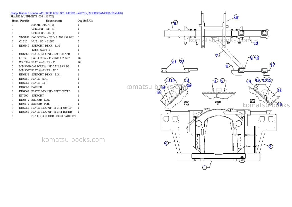 Komatsu afe50-bd 830e s/n a30702 - a30705 jacobs ranch Parts catalog cover Page 4