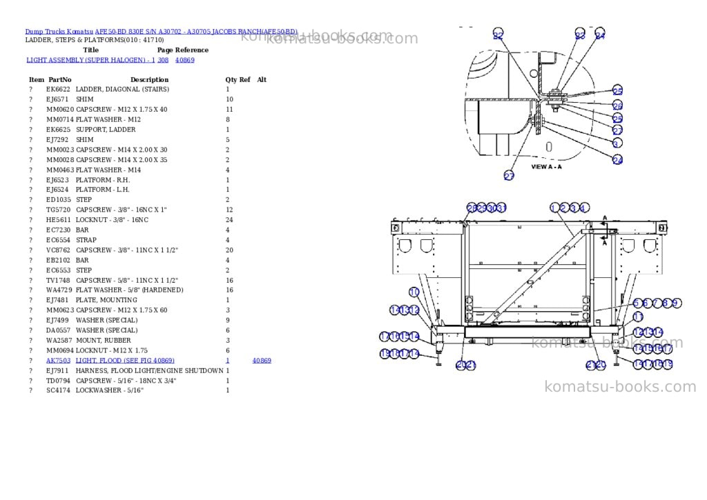 Komatsu afe50-bd 830e s/n a30702 - a30705 jacobs ranch Parts catalog cover Page 5