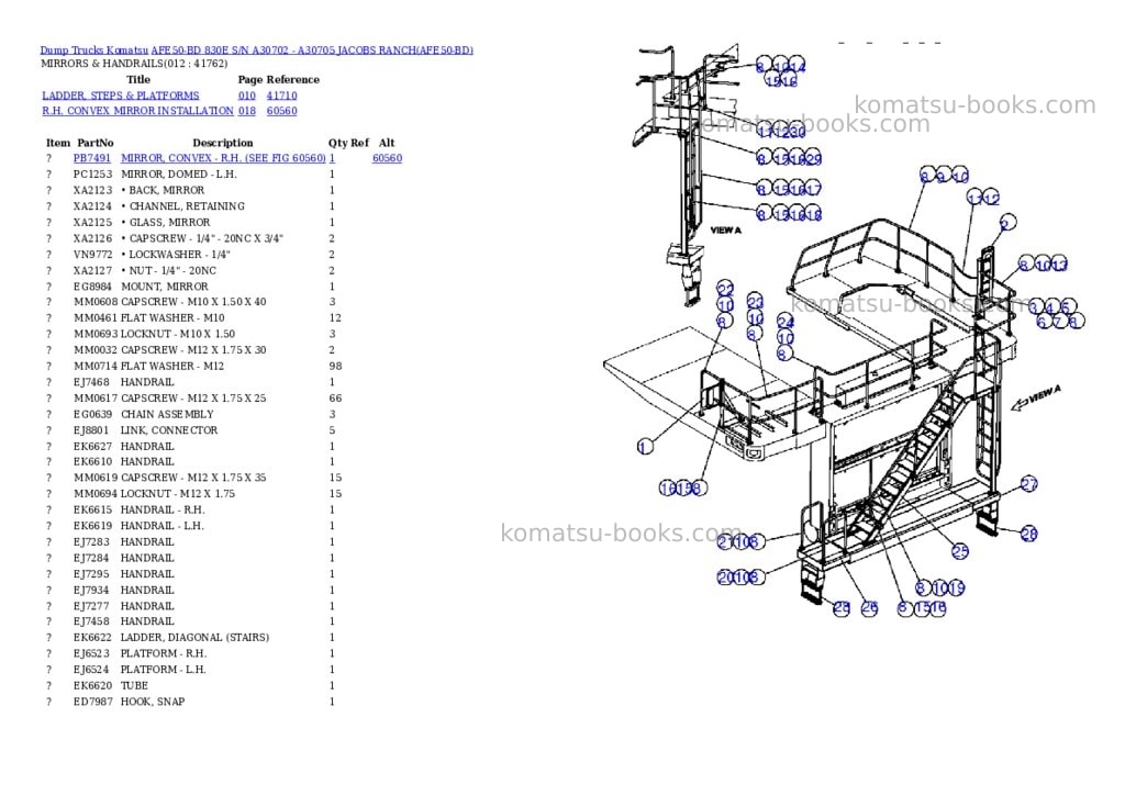 Komatsu afe50-bd 830e s/n a30702 - a30705 jacobs ranch Parts catalog cover Page 6