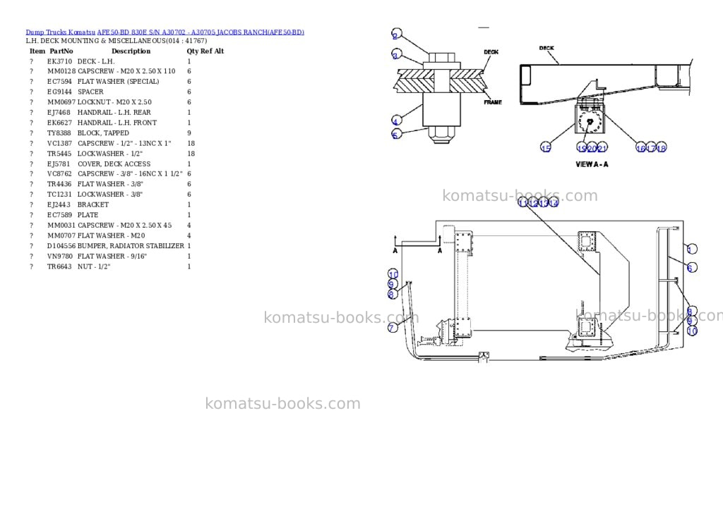 Komatsu afe50-bd 830e s/n a30702 - a30705 jacobs ranch Parts catalog cover Page 7