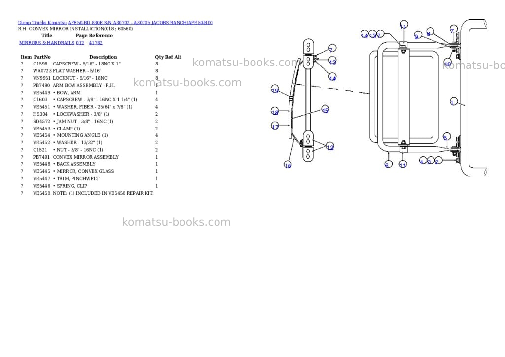 Komatsu afe50-bd 830e s/n a30702 - a30705 jacobs ranch Parts catalog cover Page 9