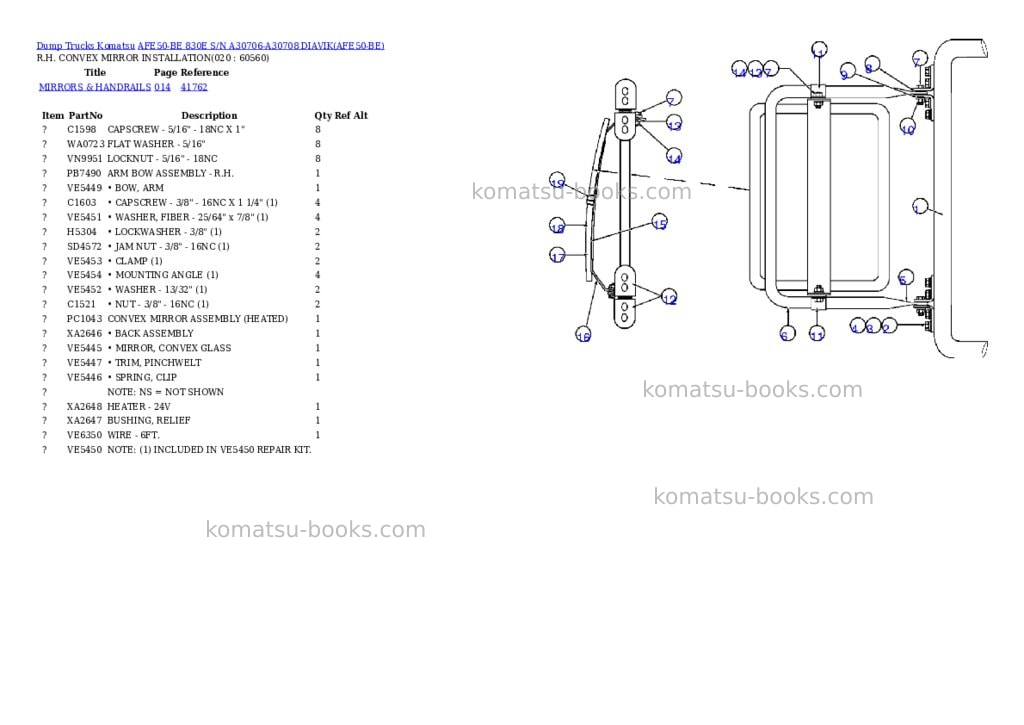 Komatsu afe50-be 830e s/n a30706-a30708 diavik Parts catalog cover Page 10 Komatsu afe50-be 830e s/n a30706-a30708 diavik Parts catalog cover Page 10