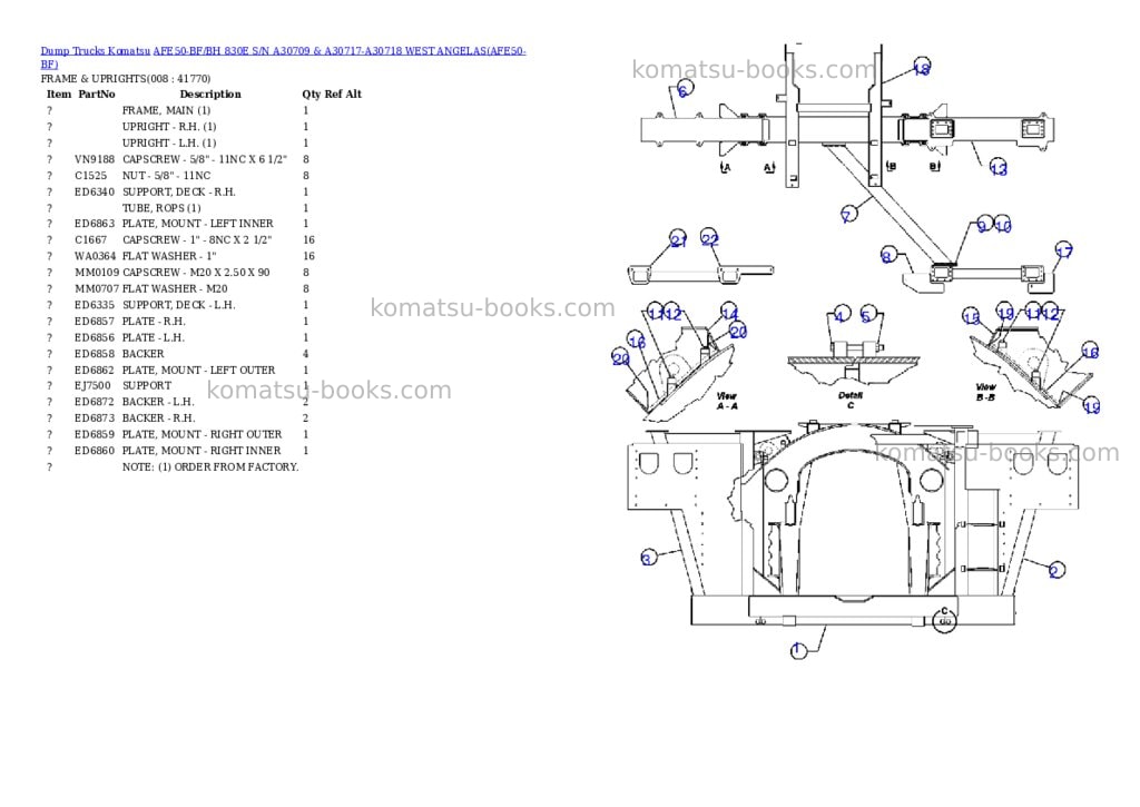Komatsu afe50-bf/bh 830e s/n a30709 & a30717-a30718 west angelas Parts catalog cover Page 4 Komatsu afe50-bf/bh 830e s/n a30709 & a30717-a30718 west angelas Parts catalog cover Page 4