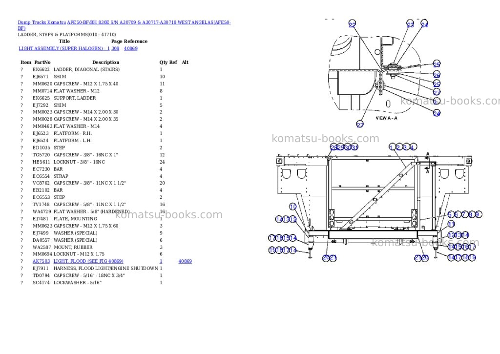 Komatsu afe50-bf/bh 830e s/n a30709 & a30717-a30718 west angelas Parts catalog cover Page 5 Komatsu afe50-bf/bh 830e s/n a30709 & a30717-a30718 west angelas Parts catalog cover Page 5