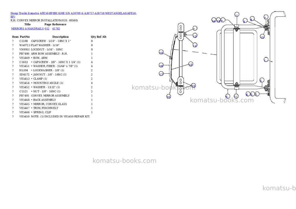Komatsu afe50-bf/bh 830e s/n a30709 & a30717-a30718 west angelas Parts catalog cover Page 9 Komatsu afe50-bf/bh 830e s/n a30709 & a30717-a30718 west angelas Parts catalog cover Page 9