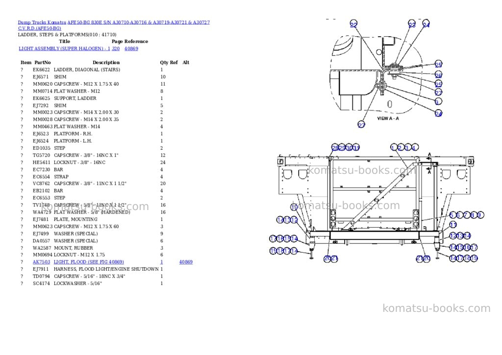Komatsu afe50-bg 830e s/n a30710-a30716 & a30719-a30721 & a30727 c.v.r.d. Parts catalog cover Page 5 Komatsu afe50-bg 830e s/n a30710-a30716 & a30719-a30721 & a30727 c.v.r.d. Parts catalog cover Page 5